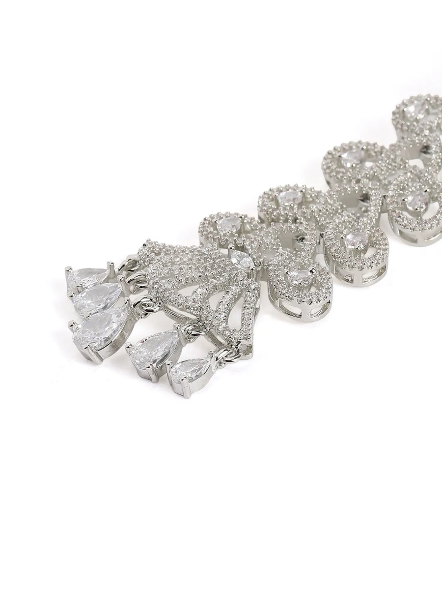 GraceLine CZ Sparkling Drop Earrings - White