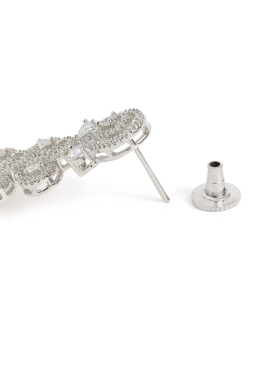 GraceLine CZ Sparkling Drop Earrings - White