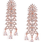 Graceful CZ Stone Floral Drop Earrings - Rose Gold