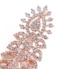 Graceful CZ Stone Floral Drop Earrings - Rose Gold