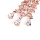 Graceful CZ Stone Floral Drop Earrings - Rose Gold