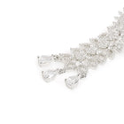 Graceful CZ Stone Floral Drop Earrings - Silver