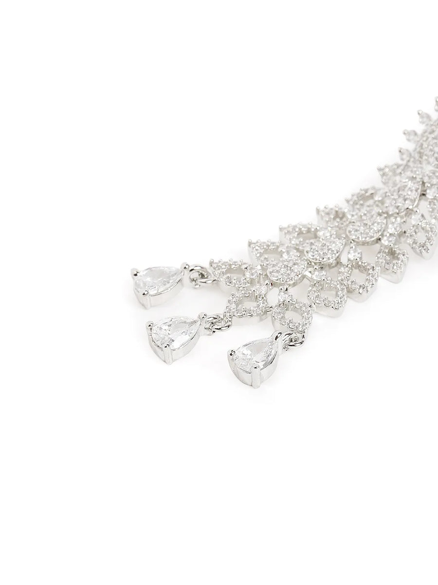 Graceful CZ Stone Floral Drop Earrings