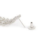 Graceful CZ Stone Floral Drop Earrings - Silver