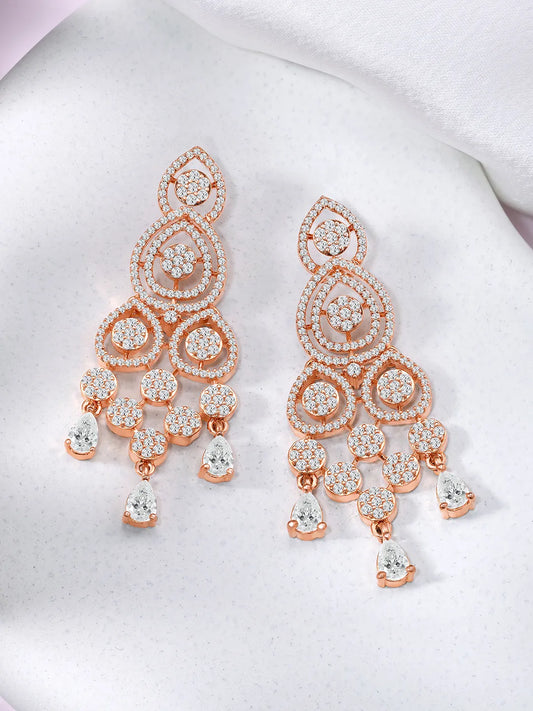 Dazzling CZ Studded Dangle Earrings