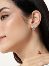 Glam CZ Stud Earrings for Women - Silver