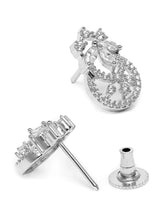 Glam CZ Stud Earrings for Women - Silver