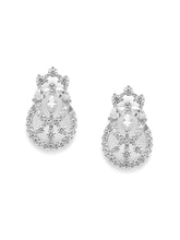 Glam CZ Stud Earrings for Women - Silver
