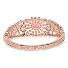 Ethnic Carved Crystal Kada Bracelet - Rose Gold - Red