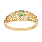 Ethnic Carved Crystal Kada Bracelet - Gold - Green