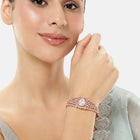 Classic Kada with Stunning Pear Accent - Rose Gold - White