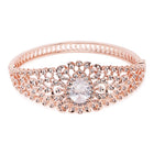 Classic Kada with Stunning Pear Accent - Rose Gold - White