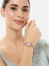 Classic Kada with Stunning Pear Accent - Rose Gold - White