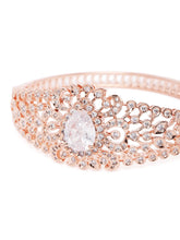 Classic Kada with Stunning Pear Accent - Rose Gold - White