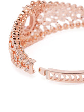 Classic Kada with Stunning Pear Accent - Rose Gold - White