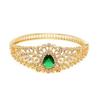 Classic Kada with Stunning Pear Accent - Gold - Green