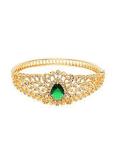Classic Kada with Stunning Pear Accent - Gold - Green