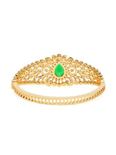 Classic Kada with Stunning Pear Accent - Gold - Green