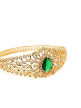 Classic Kada with Stunning Pear Accent - Gold - Green
