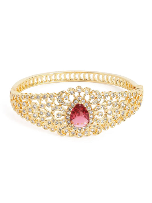 Classic Kada with Stunning Pear Accent - Red