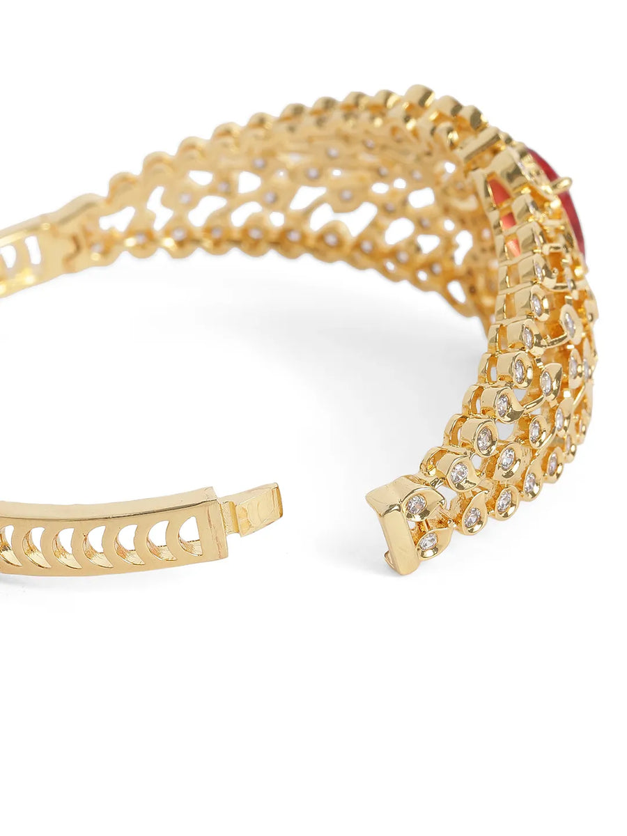 Classic Kada with Stunning Pear Accent - Red