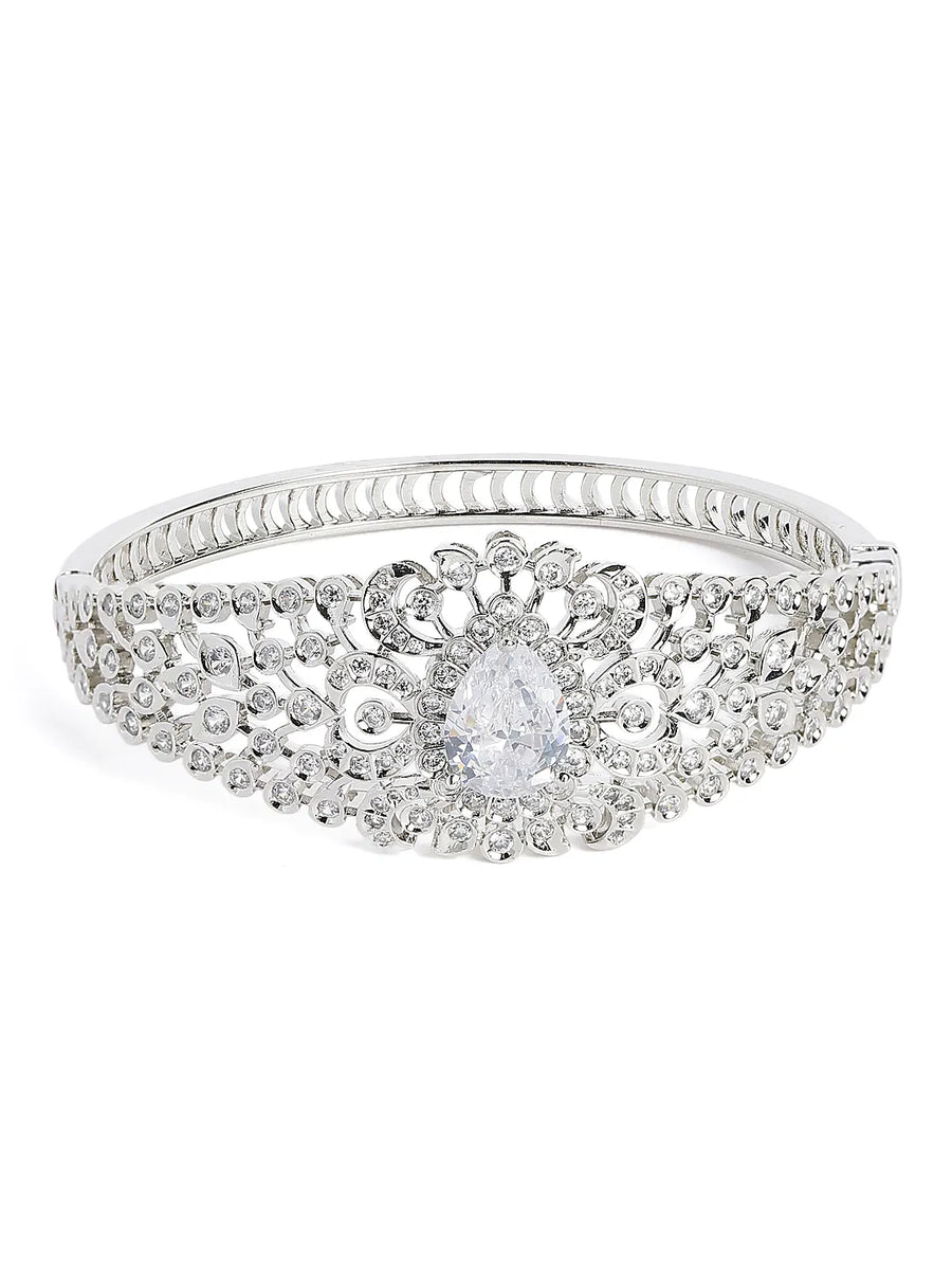 Classic Kada with Stunning Pear Accent - White