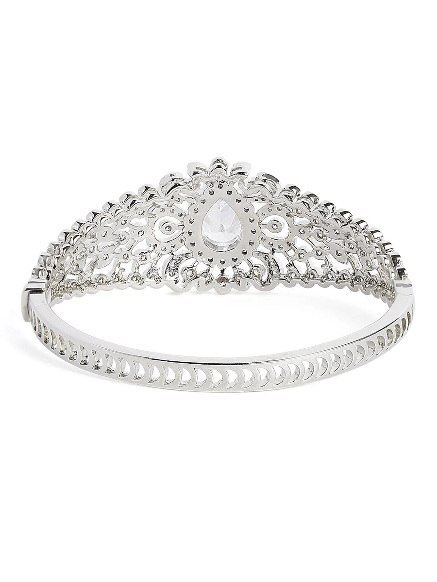 Classic Kada with Stunning Pear Accent - White