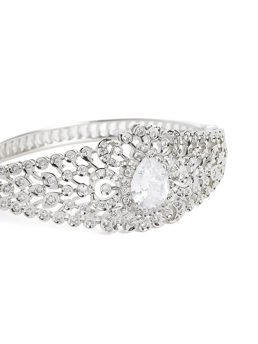 Classic Kada with Stunning Pear Accent - White