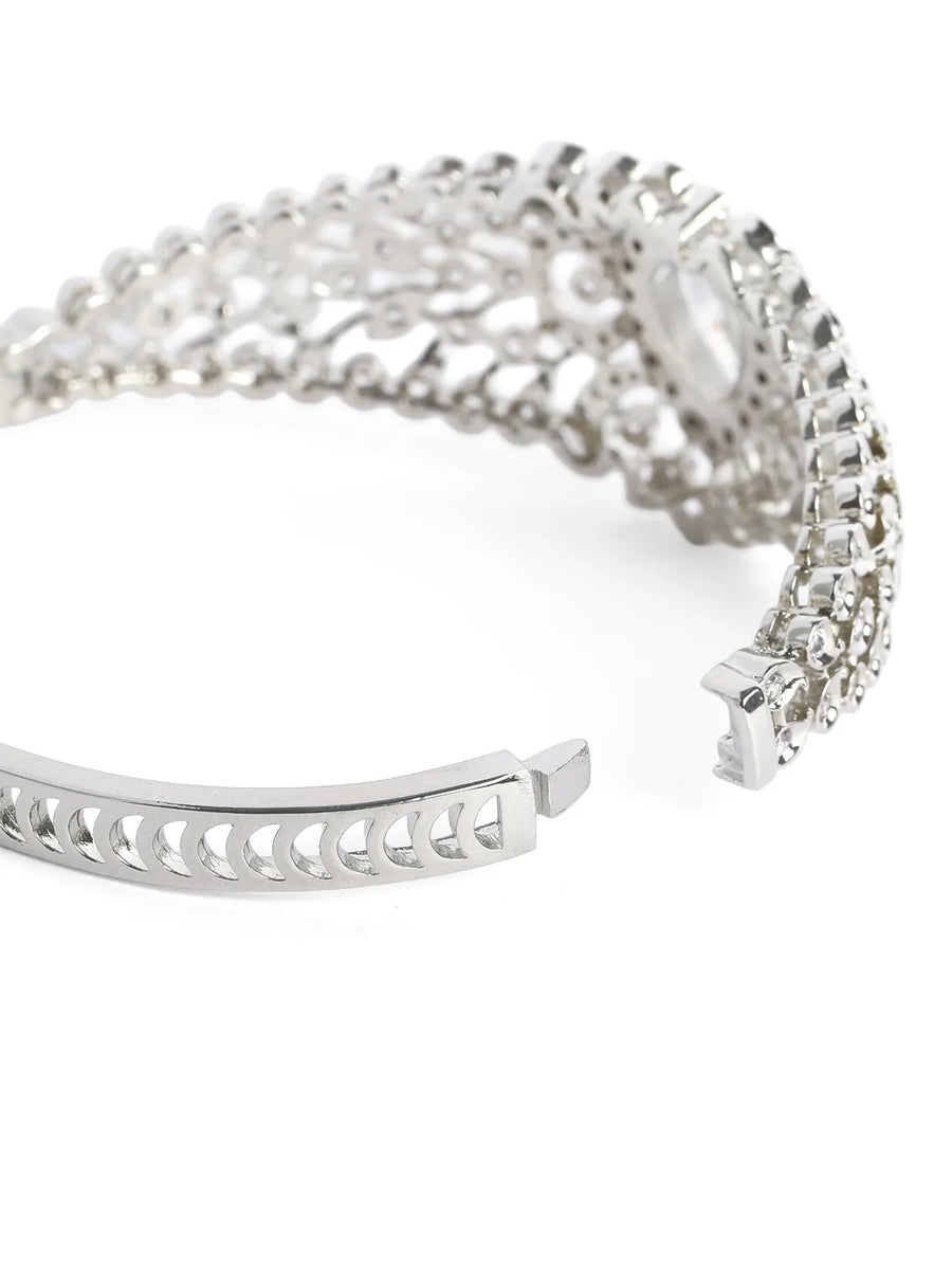 Classic Kada with Stunning Pear Accent - White