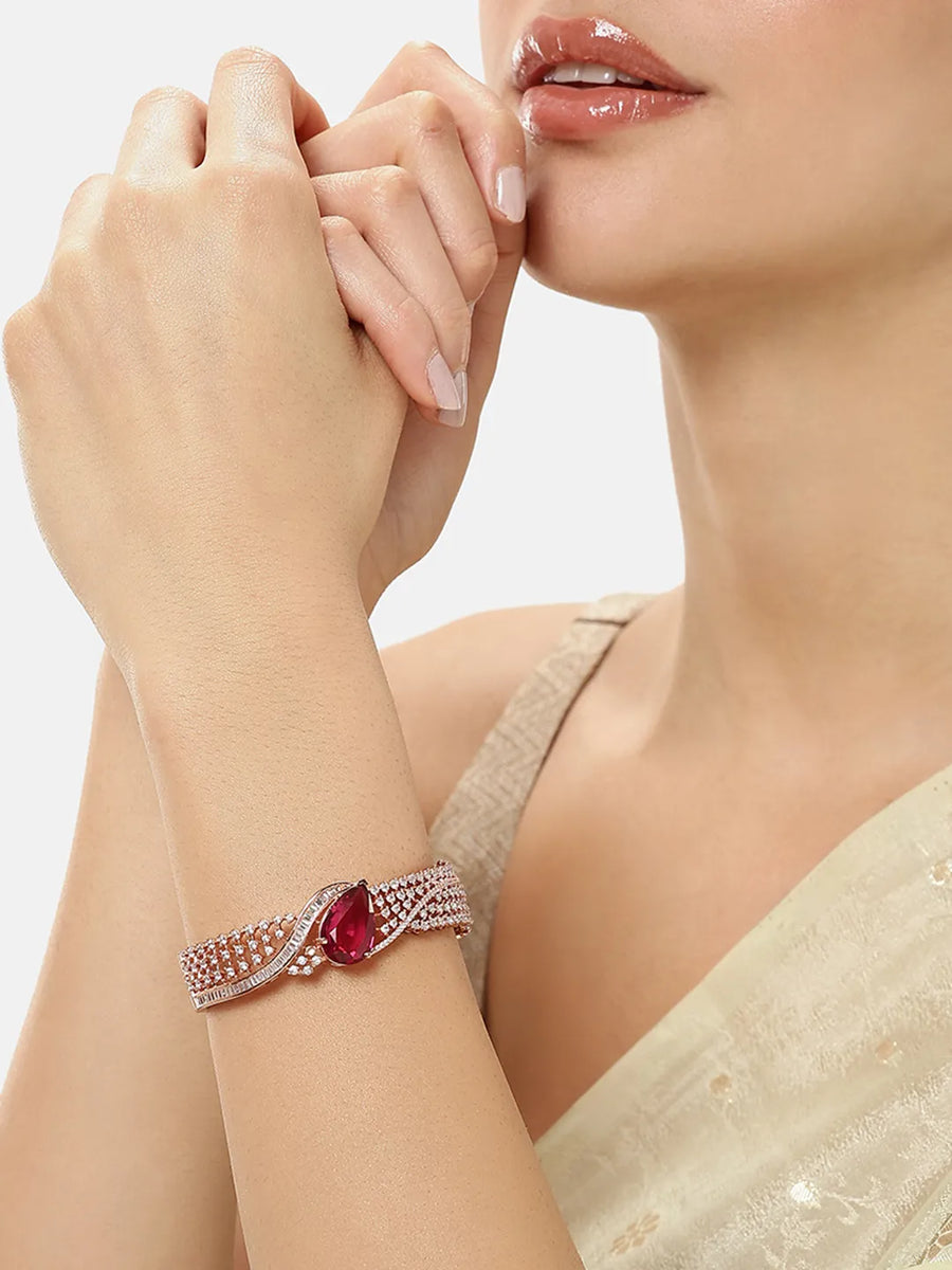 Statement Kada with Ruby Teardrop Sparkle