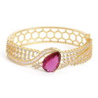 Statement Kada with Ruby Teardrop Sparkle - Gold