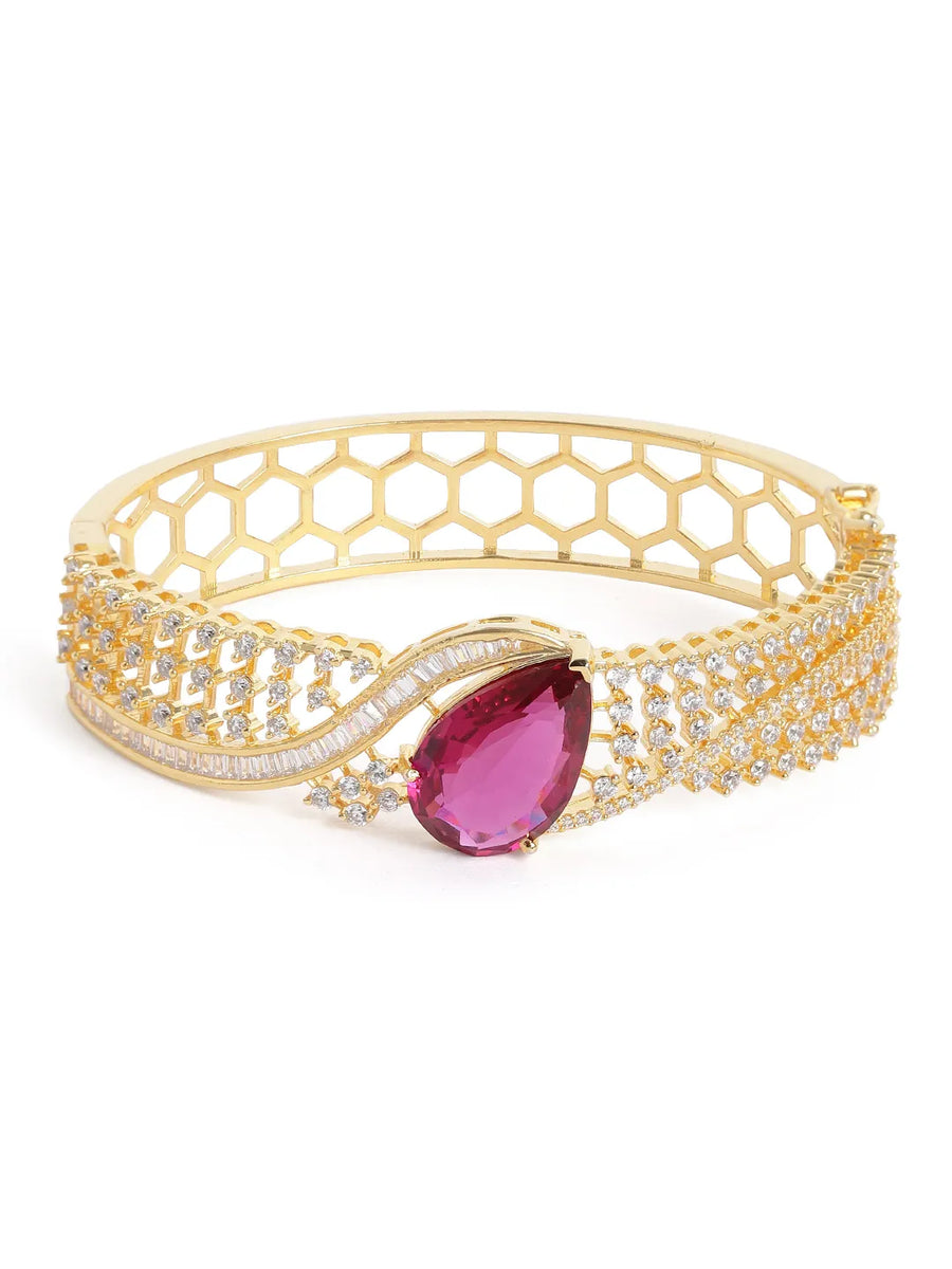Statement Kada with Ruby Teardrop Sparkle - Gold