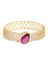 Statement Kada with Ruby Teardrop Sparkle - Gold
