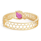 Statement Kada with Ruby Teardrop Sparkle - Gold