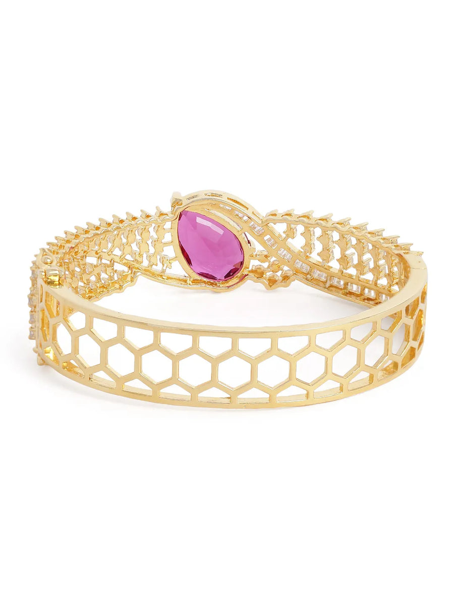 Statement Kada with Ruby Teardrop Sparkle - Gold
