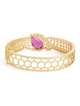 Statement Kada with Ruby Teardrop Sparkle - Gold