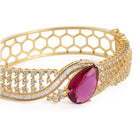 Statement Kada with Ruby Teardrop Sparkle - Gold