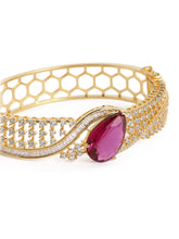 Statement Kada with Ruby Teardrop Sparkle - Gold