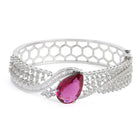 Statement Kada with Ruby Teardrop Sparkle - Silver