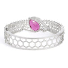 Statement Kada with Ruby Teardrop Sparkle - Silver