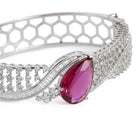 Statement Kada with Ruby Teardrop Sparkle - Silver