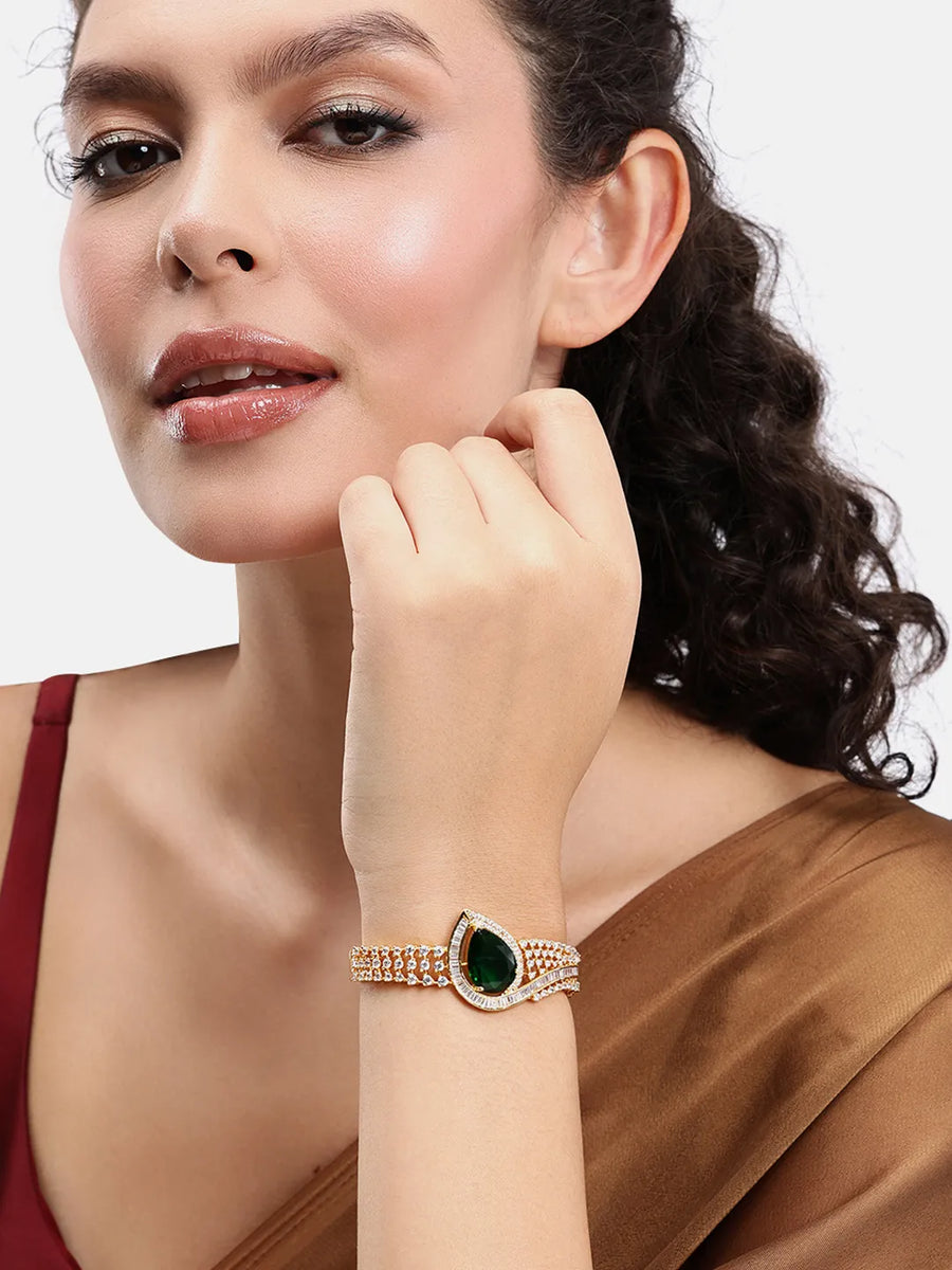 Timeless Sparkle Faux Emerald Bangle