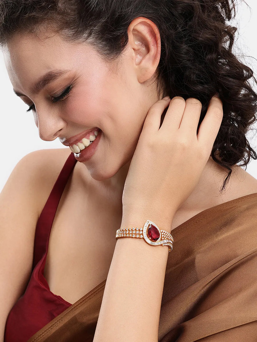 Timeless Sparkle Faux Ruby Bangle