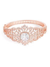 Royal Rose Gold CZ Floral Statement Kada