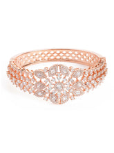 Petal Dynasty CZ Studded Bangle - Rose Gold