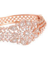 Petal Dynasty CZ Studded Bangle - Rose Gold