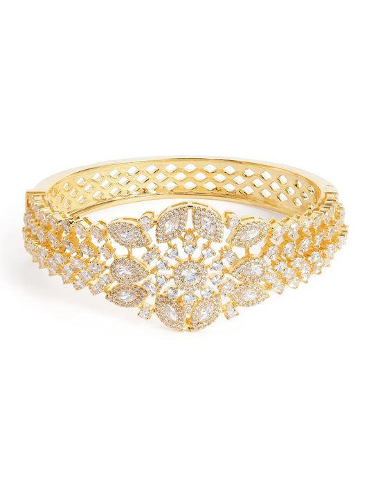 Petal Dynasty CZ Studded Bangle - Gold