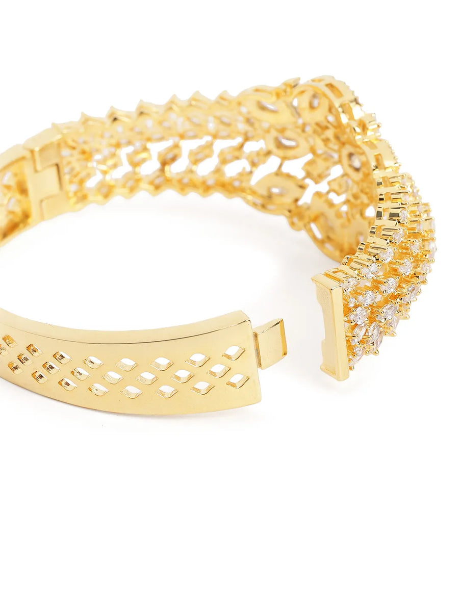 Petal Dynasty CZ Studded Bangle - Gold