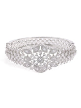 Petal Dynasty CZ Studded Bangle - Silver