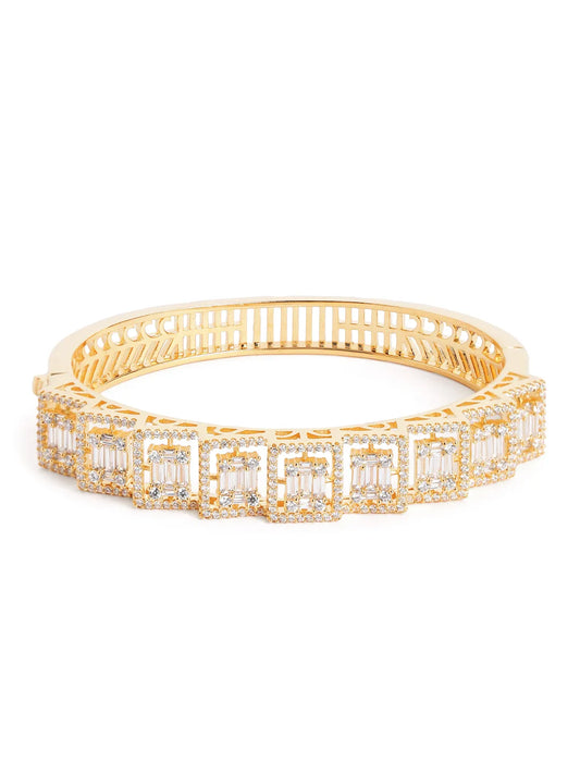 Modern Royal CZ Frame Set Kada - Gold
